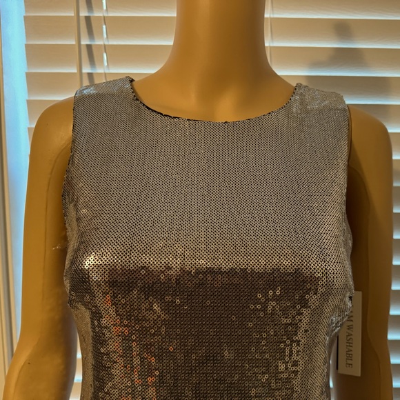 Beautiful Shelby Nights size 6 silver sequin dress machine washable NWT - Picture 2 of 7